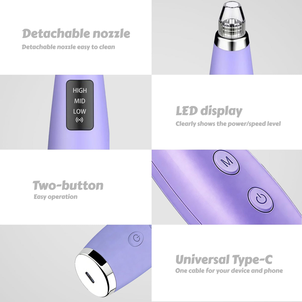 Miley Pore Vacuum USB-C recharge for convenient power on the go