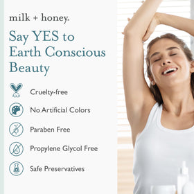 Milk + Honey No. 09 made in USA cruelty-free packaging.