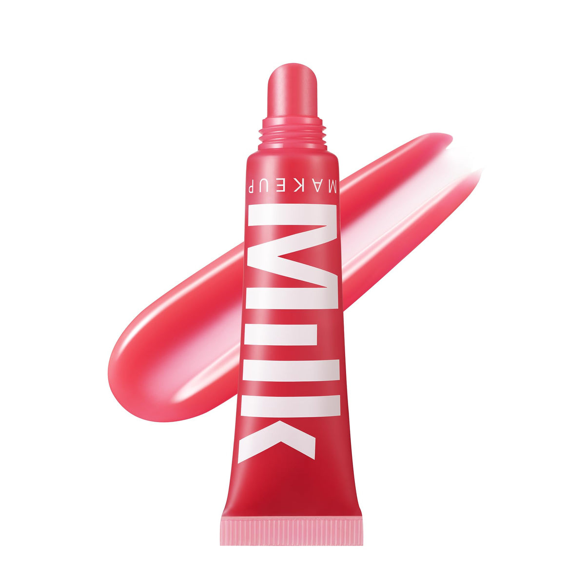 Milk Makeup Balmade Electrolyte Lip Balm in bright pink provides hydrated, glossy lips.