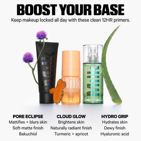 Up to 12-hour hold for crease-free makeup and a subtle glow.