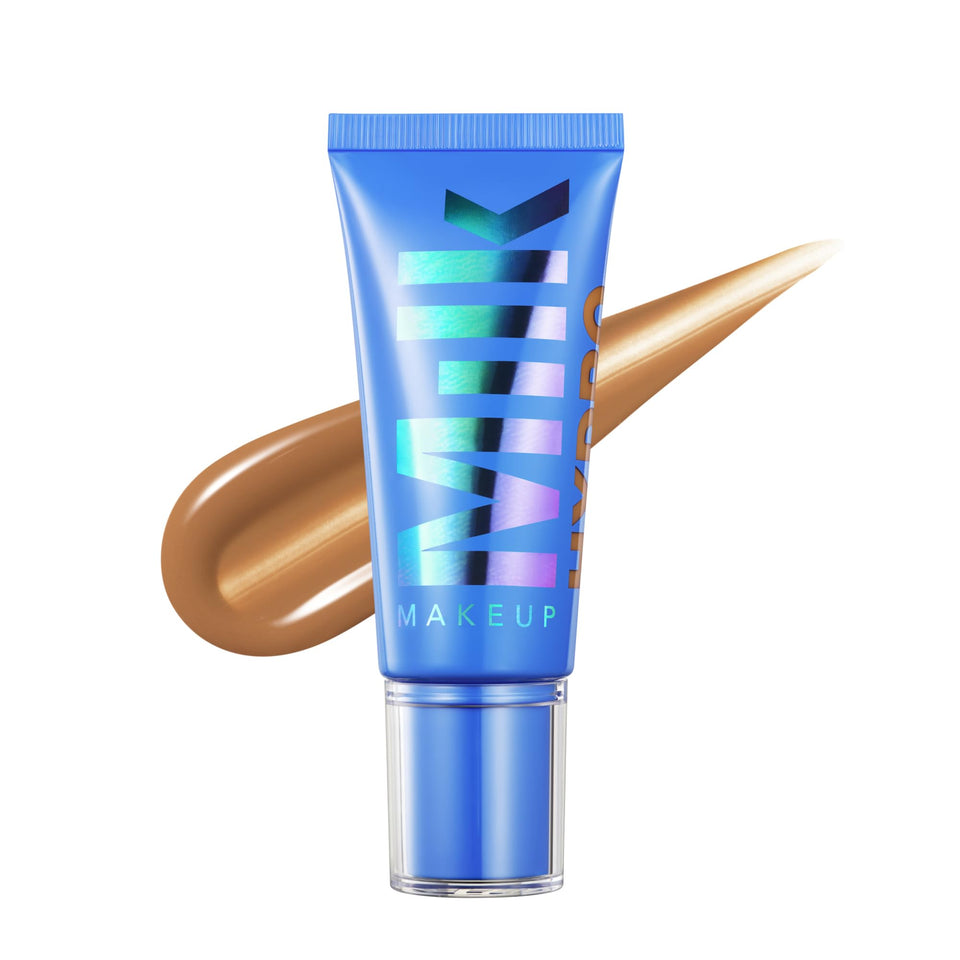 Milk Makeup Hydro Grip bottle close-up shows hydrating gel tint texture for long wear