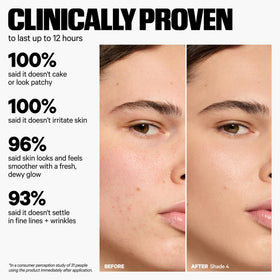 Close-up highlights Hyaluronic Acid hydration in Milk Makeup tint.