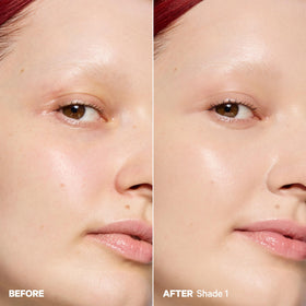 Skin with Hydro Grip tint shows natural-dewy finish and healthy radiance.