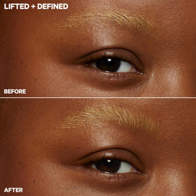 Milk Makeup KUSH Brow Lamination Gel defines brows and maintains feathered soft hold.