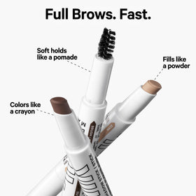 Milk Makeup KUSH Brow Shadow Stick close-up highlights rich pigment for natural definition.