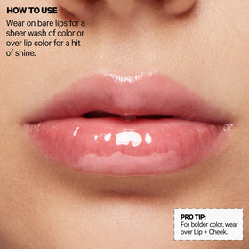 Milk Makeup KUSH lip oil texture demonstration showing non-greasy feel.
