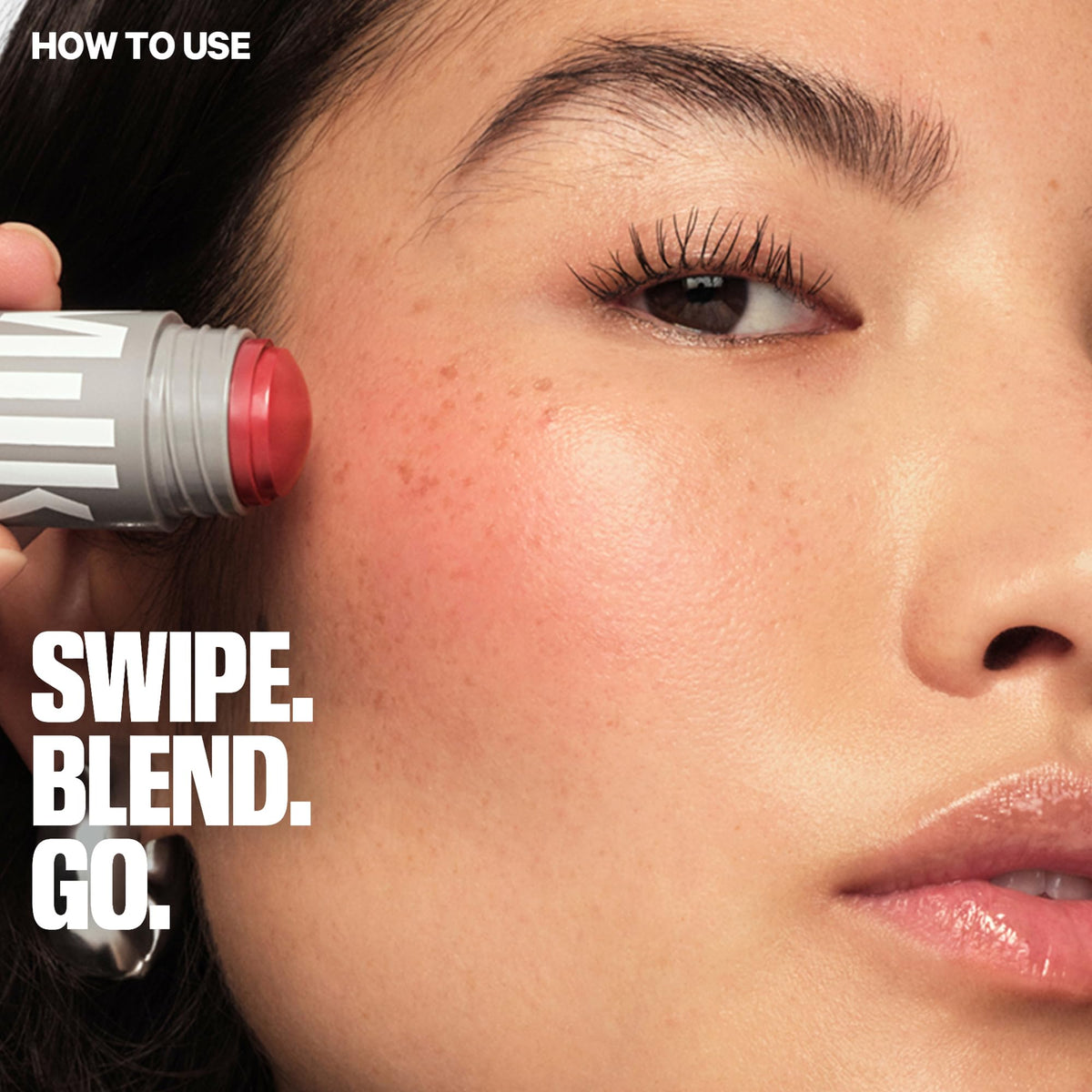 Milk Makeup Lip + Cheek Stick close-up texture shows easy blending capability.
