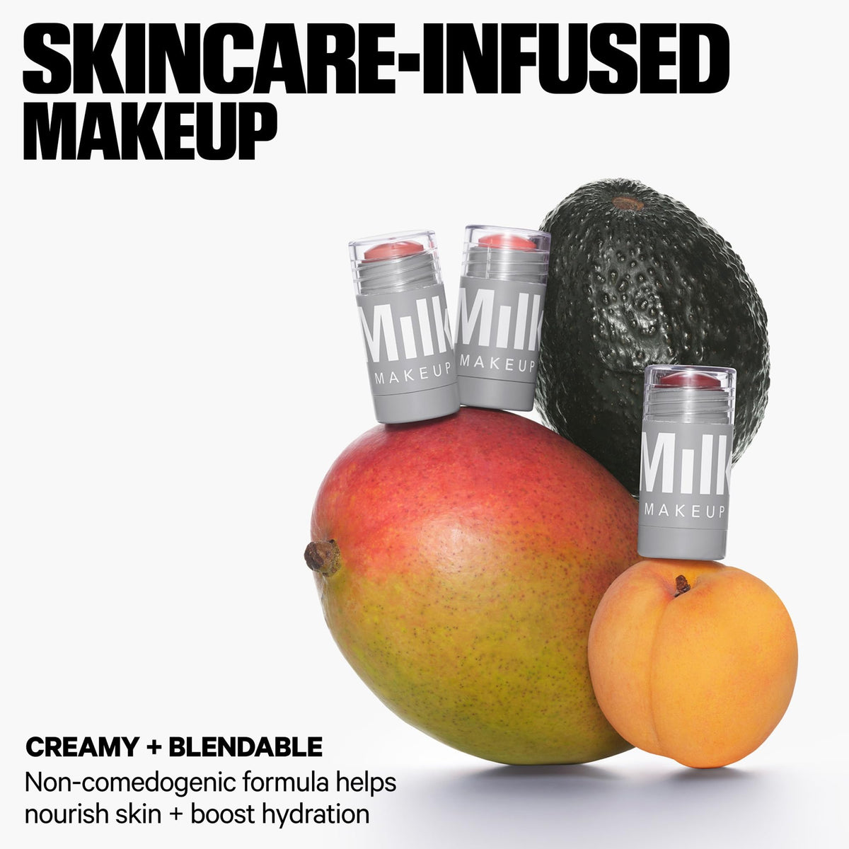 Milk Makeup Lip + Cheek Stick on lips demonstrates hydrating color with comfortable wear.