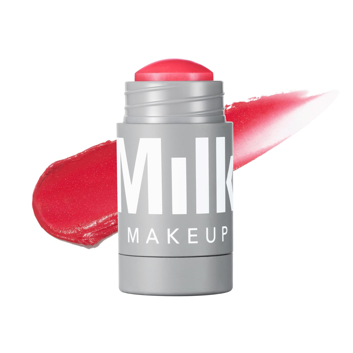 Milk Makeup Lip + Cheek Stick true red swatch for a natural, buildable flush.