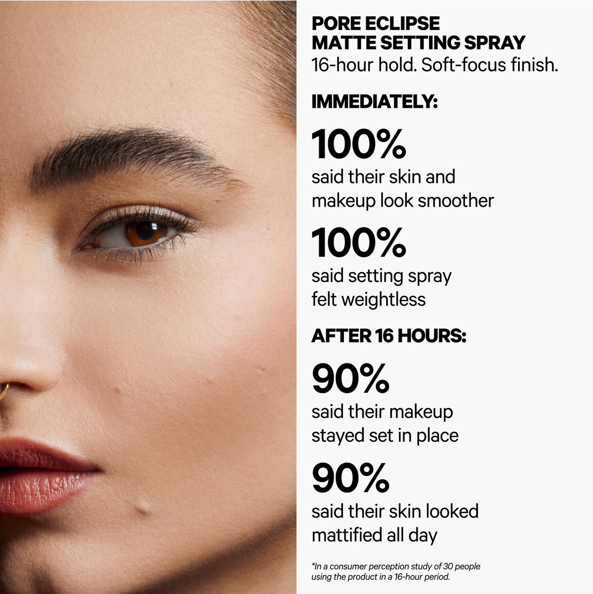 Milk Makeup Pore Eclipse mist being applied for even matte coverage