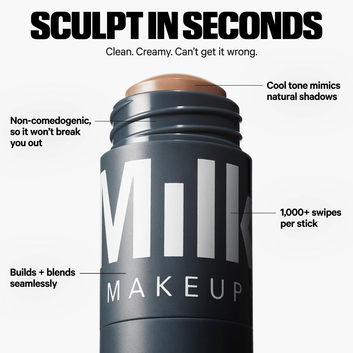 Milk Makeup Sculpt Stick creamy blend swatch for seamless shading