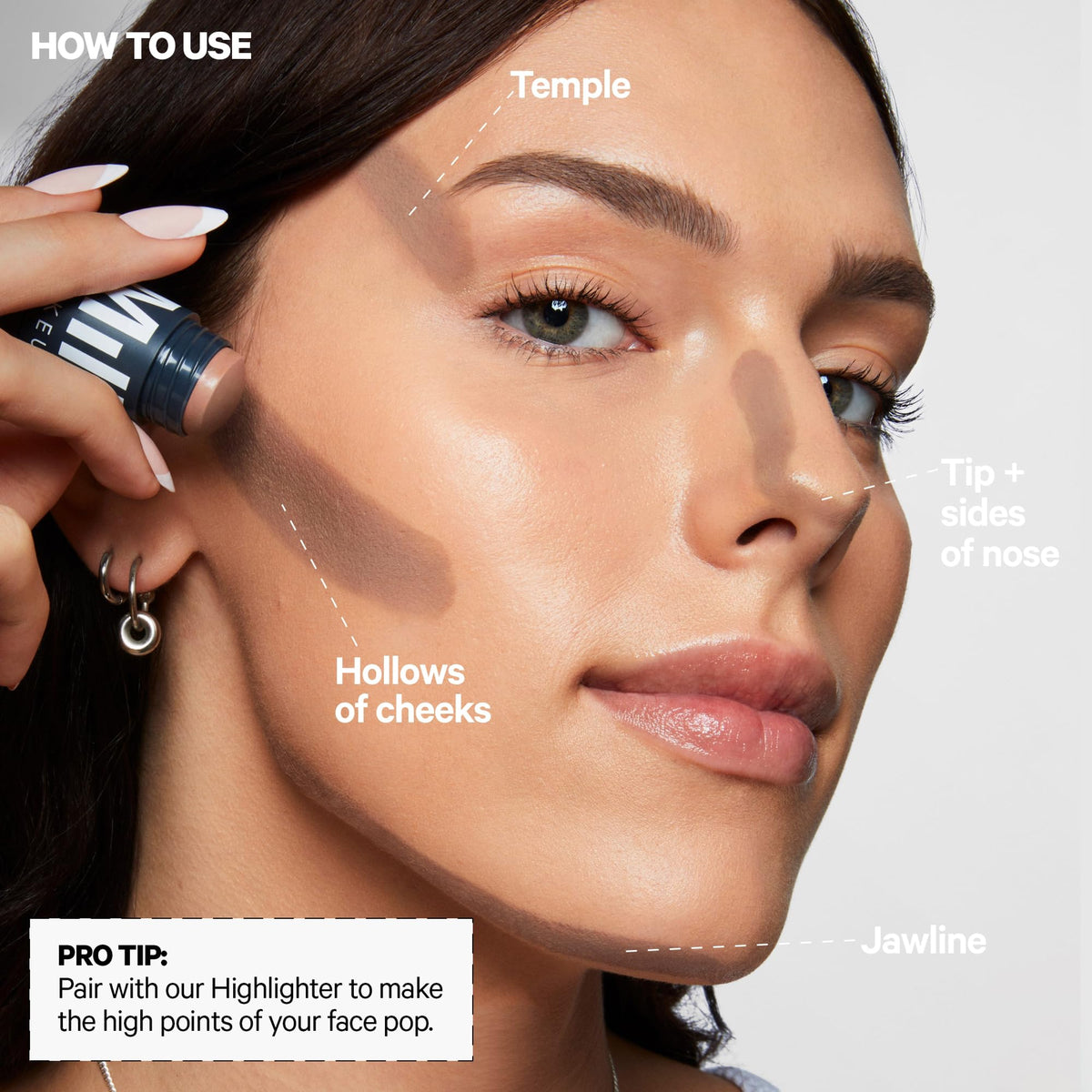 Milk Makeup Sculpt Stick hydrating formula supports smooth wear.