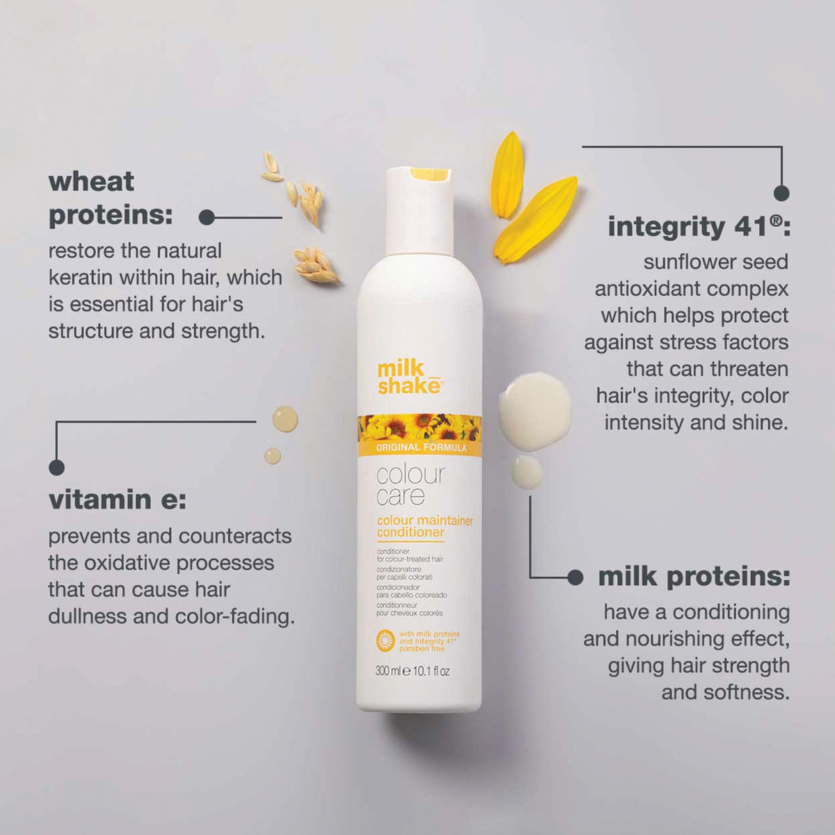 Milk Shake Color Maintainer Conditioner demonstrates creamy texture nourishing color-treated hair.