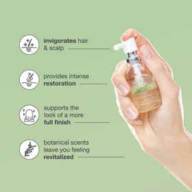 Milk-Shake Energizing Blend bottle closeup highlights rosemary and sage extracts.