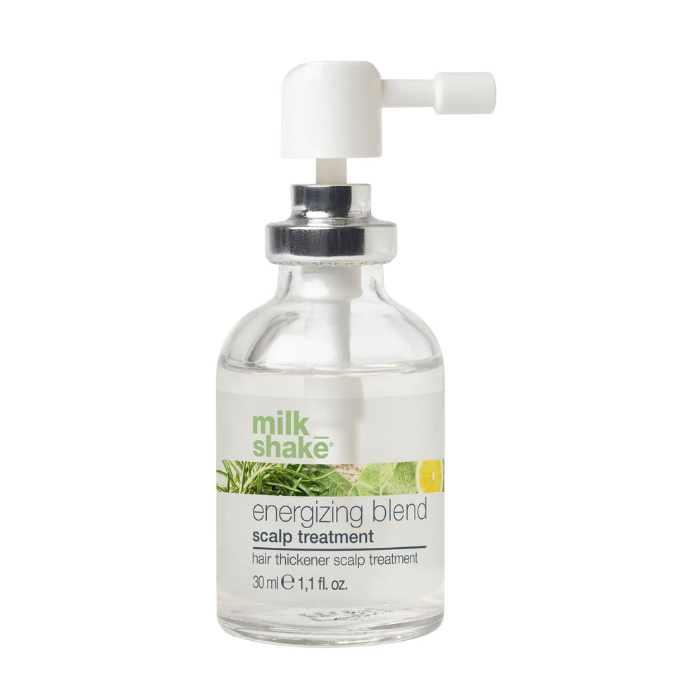 Milk-Shake Energizing Blend bottle front promotes volume for fine hair.