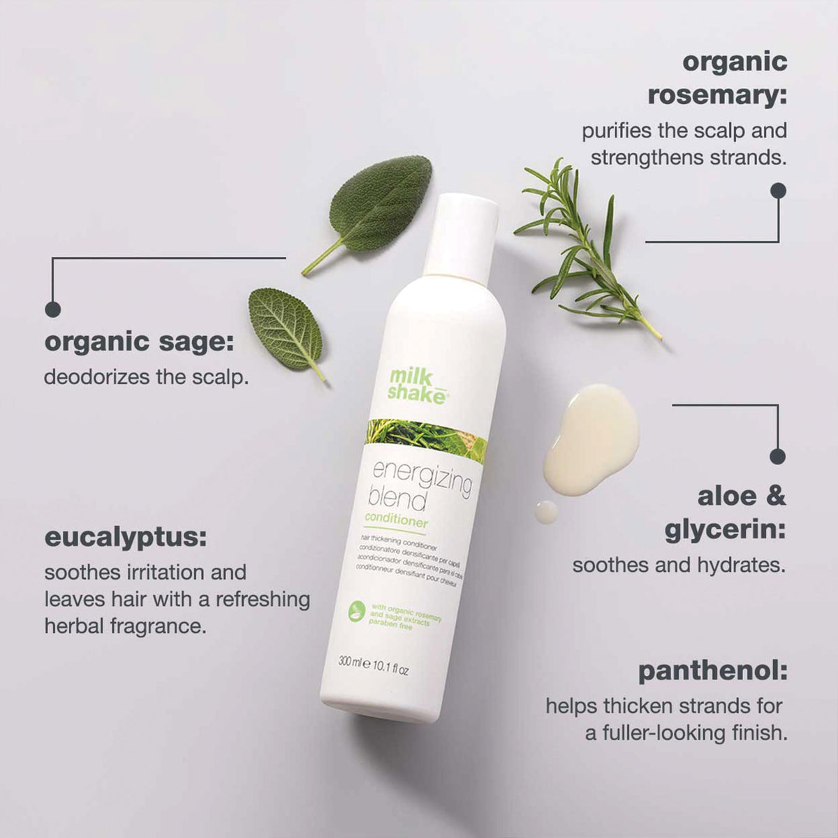 Detangling action with Milk Shake Energizing Blend Conditioner for smooth combing