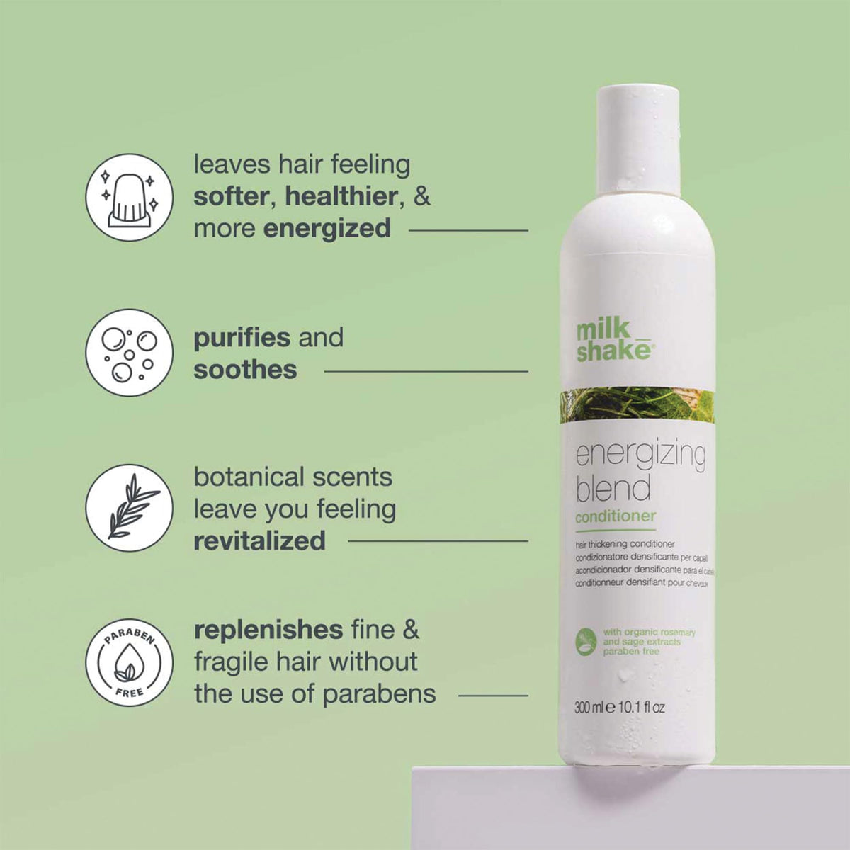 Milk Shake Energizing Blend Conditioner texture close-up shows silky softness