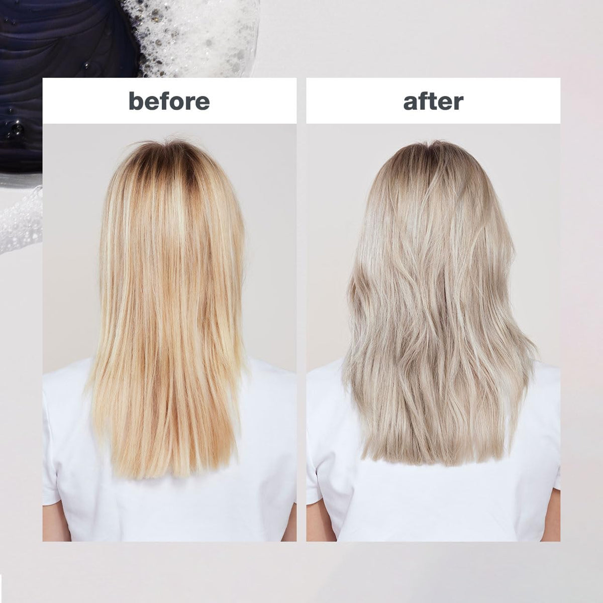Milk Shake Icy Blond Shampoo foam-lather demonstrates gentle cleansing and toning.