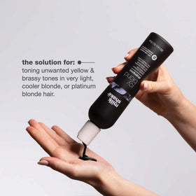 Milk Shake Icy Blond Shampoo wet hair application shows even coverage.