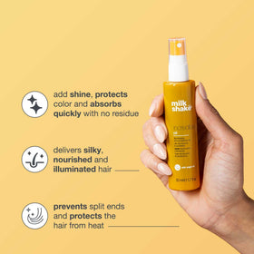 milk_shake Incredible Oil argan-oil-blend formula highlights nourishing shine.