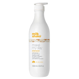Milk-shake Make My Day shampoo bottle showcases color-safe daily cleansing with vanilla scent.
