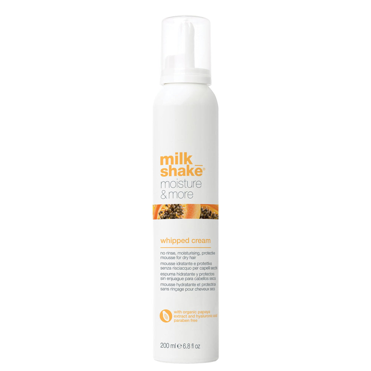 milk-shake Moisture & More whipped-cream bottle for weightless hydration and shine