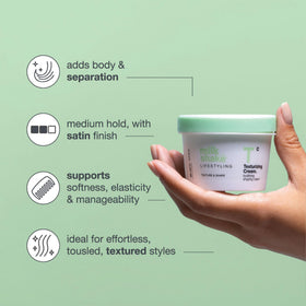 Milk Shake Texturizing Cream close-up texture highlights creamy consistency and soft hold.