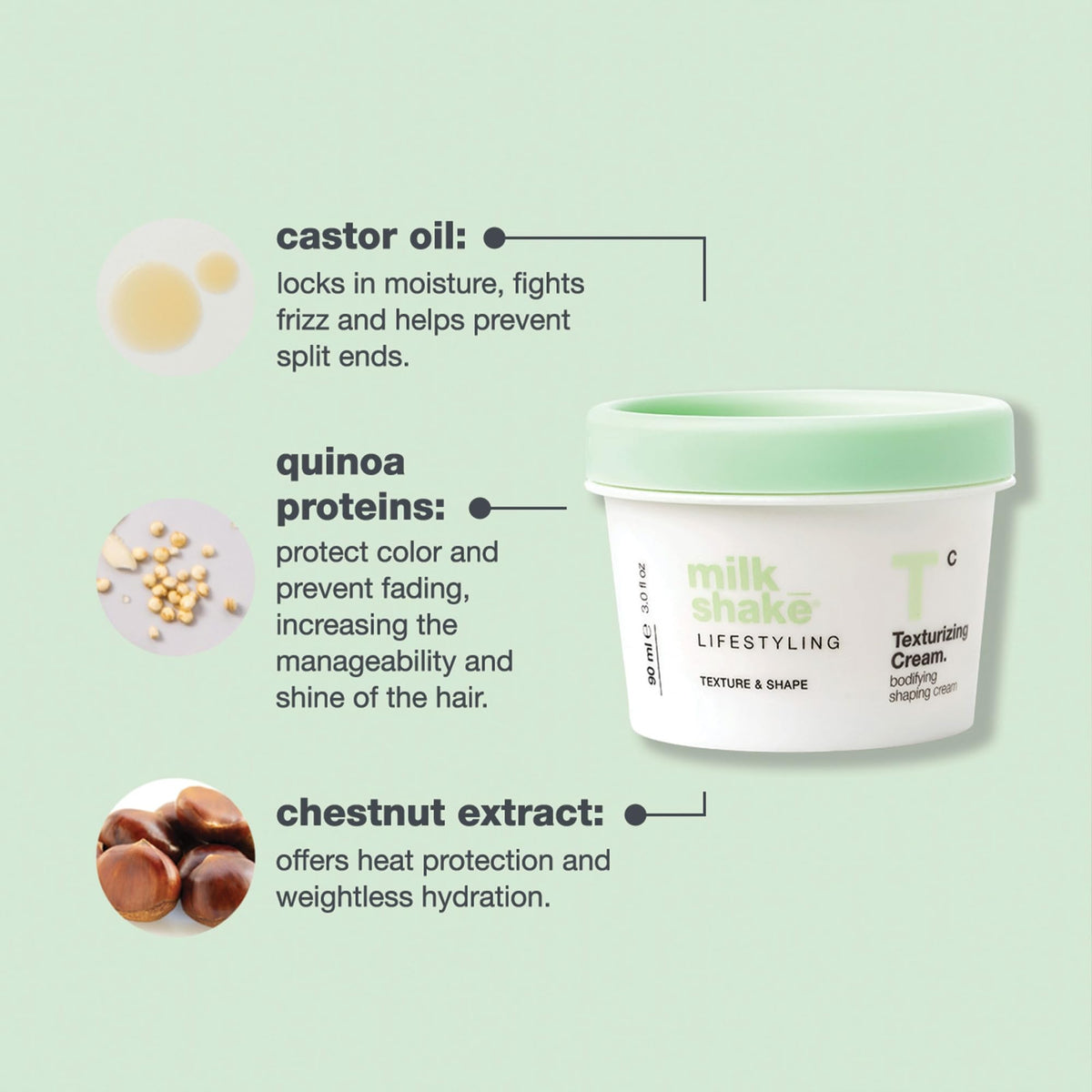Milk Shake Texturizing Cream on damp hair delivers lightweight control and separation.