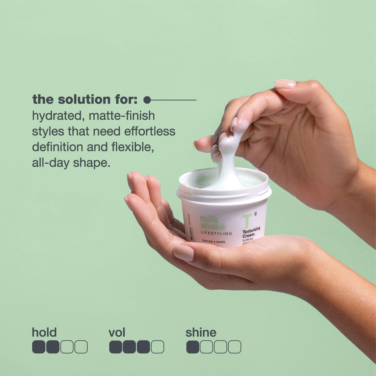 Milk Shake Texturizing Cream packaging showcases easy-to-use texture and versatility.