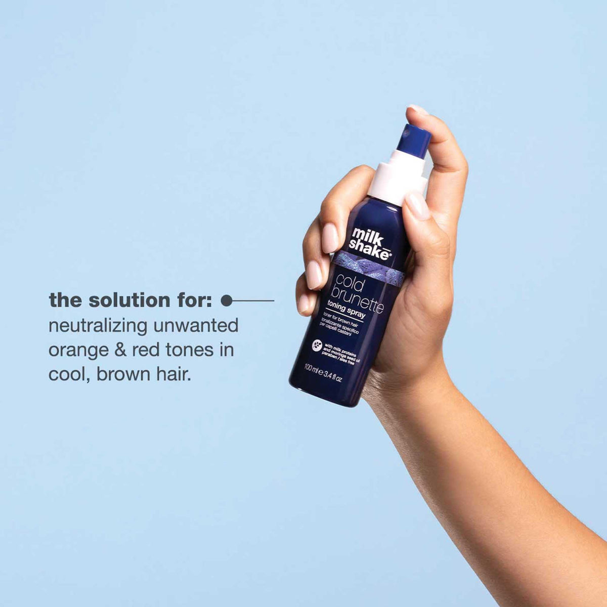 Milk_Shake Cold Brunette Toning Spray provides daily color care and cool brunette results.