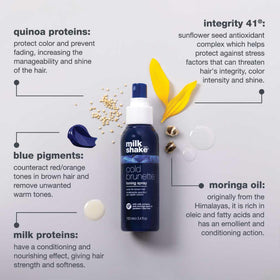 Milk_Shake Cold Brunette Toning Spray offers a convenient leave-in solution for in-between washes.