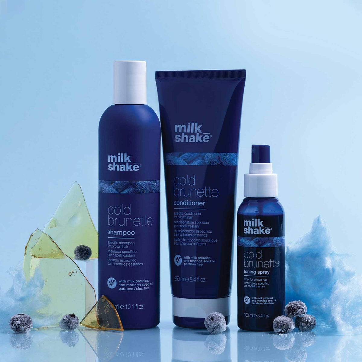 Milk_Shake Cold Brunette Toning Spray keeps brunette hues vibrant and free from brass.