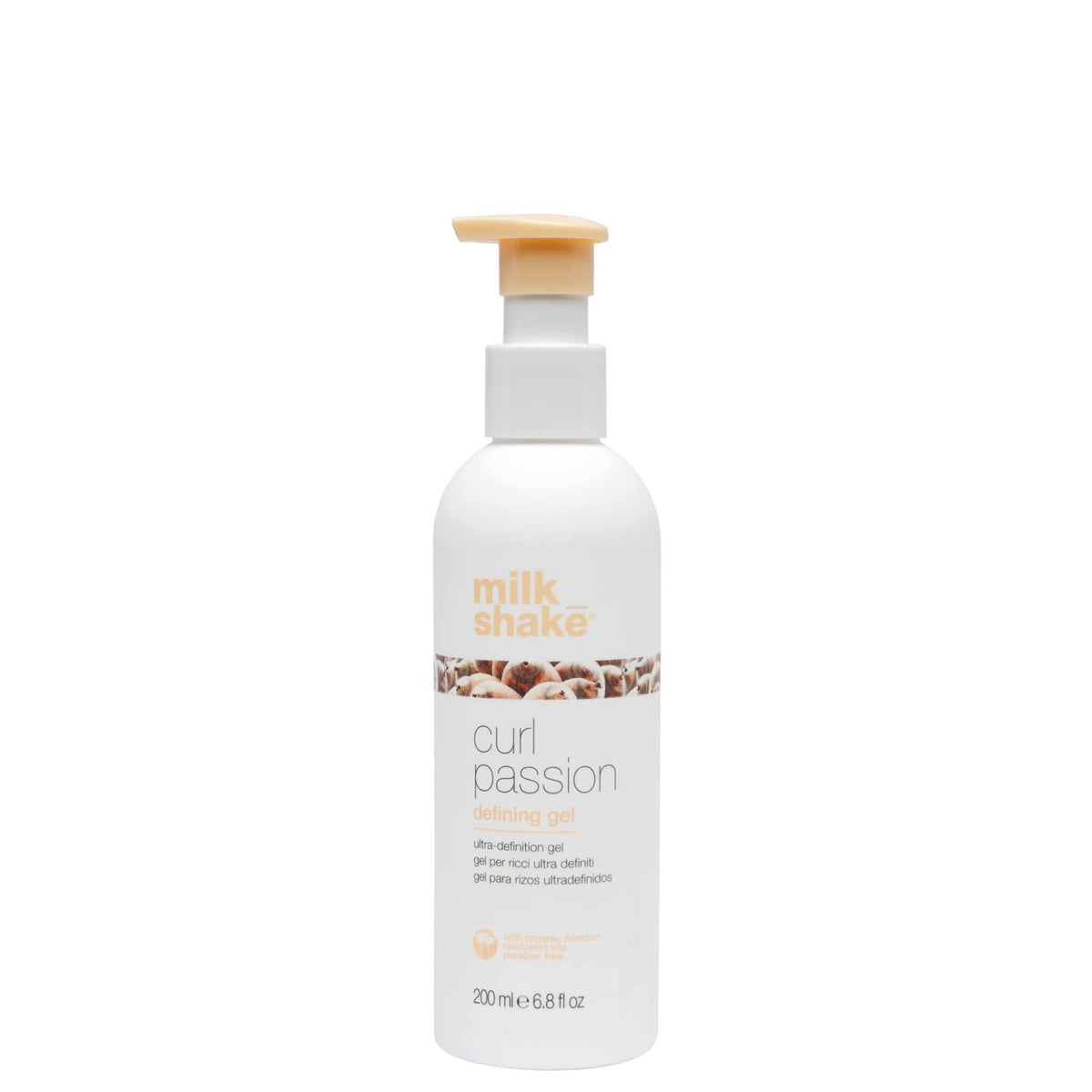 Milk_Shake Curl Passion Defining Gel bottle front, flexible hold for defined curls.