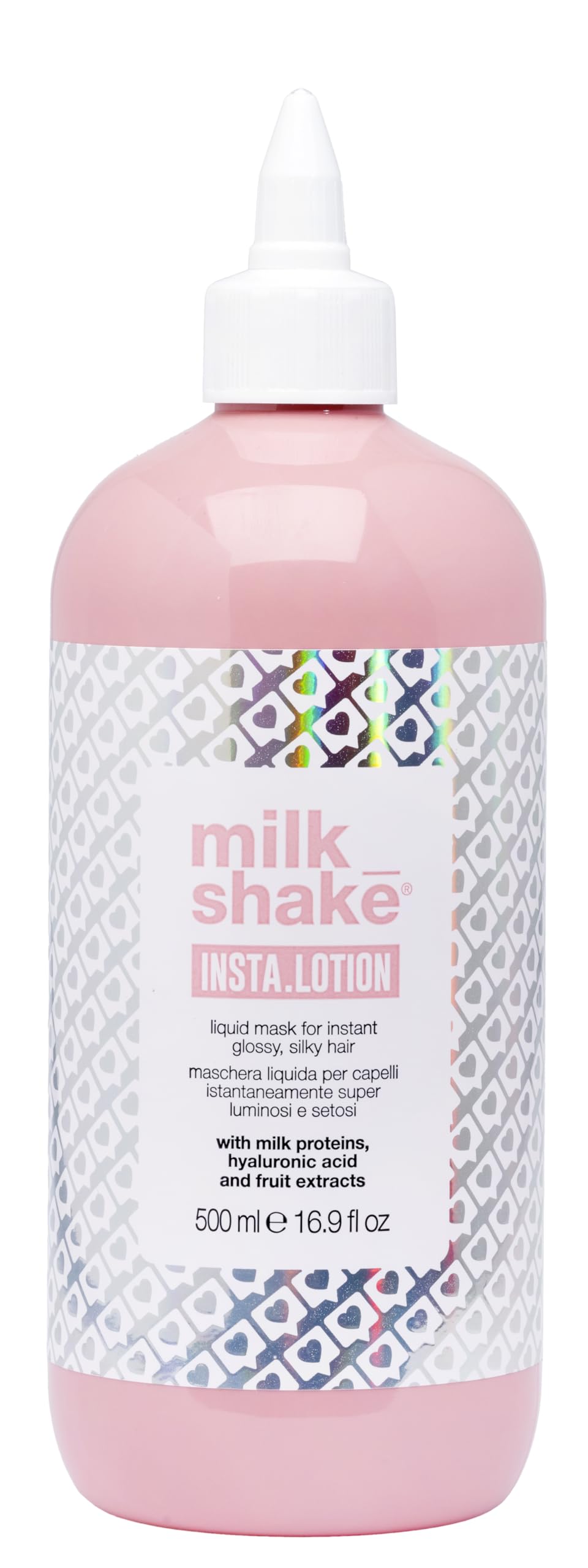Milk Shake Insta.Lotion bottle showing glass-hair shine for all hair types.