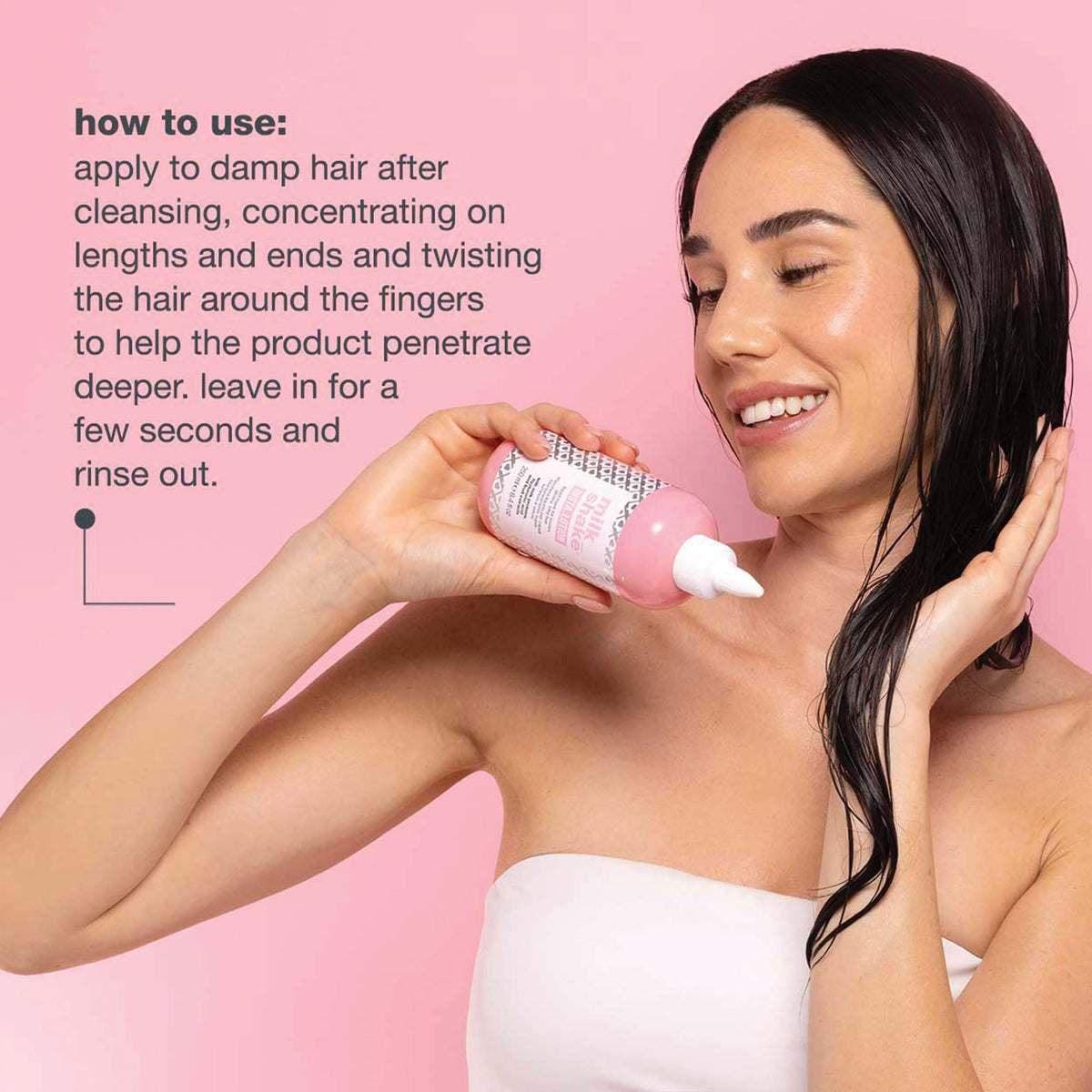 Milk Shake Insta.Lotion no-rinse formula dries quickly without residue.