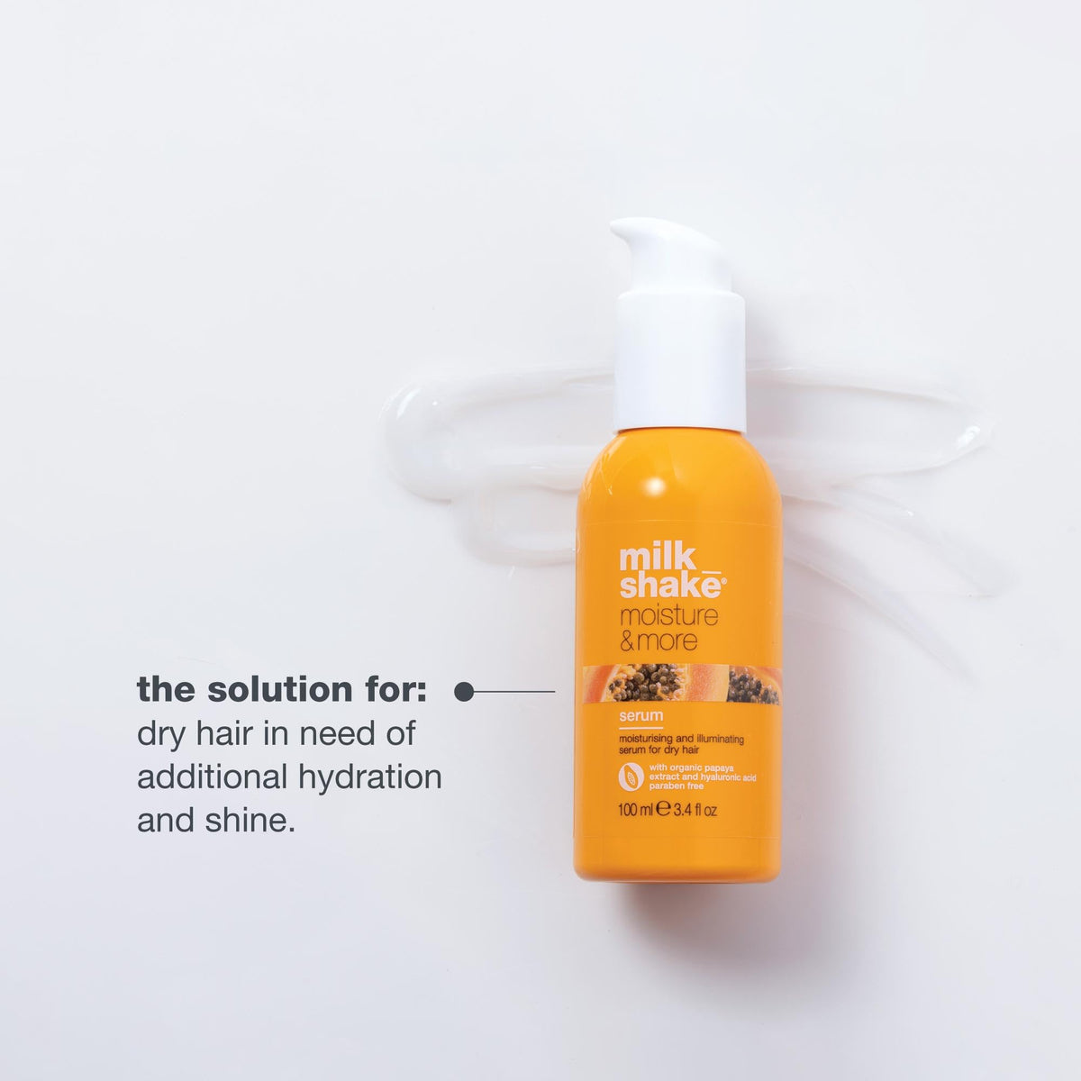 Milk_Shake Moisture & More Serum applied to hair for smooth strands.