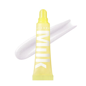 Milk Makeup Balmade Electron swatch shows clear shimmer and hydrating glow.