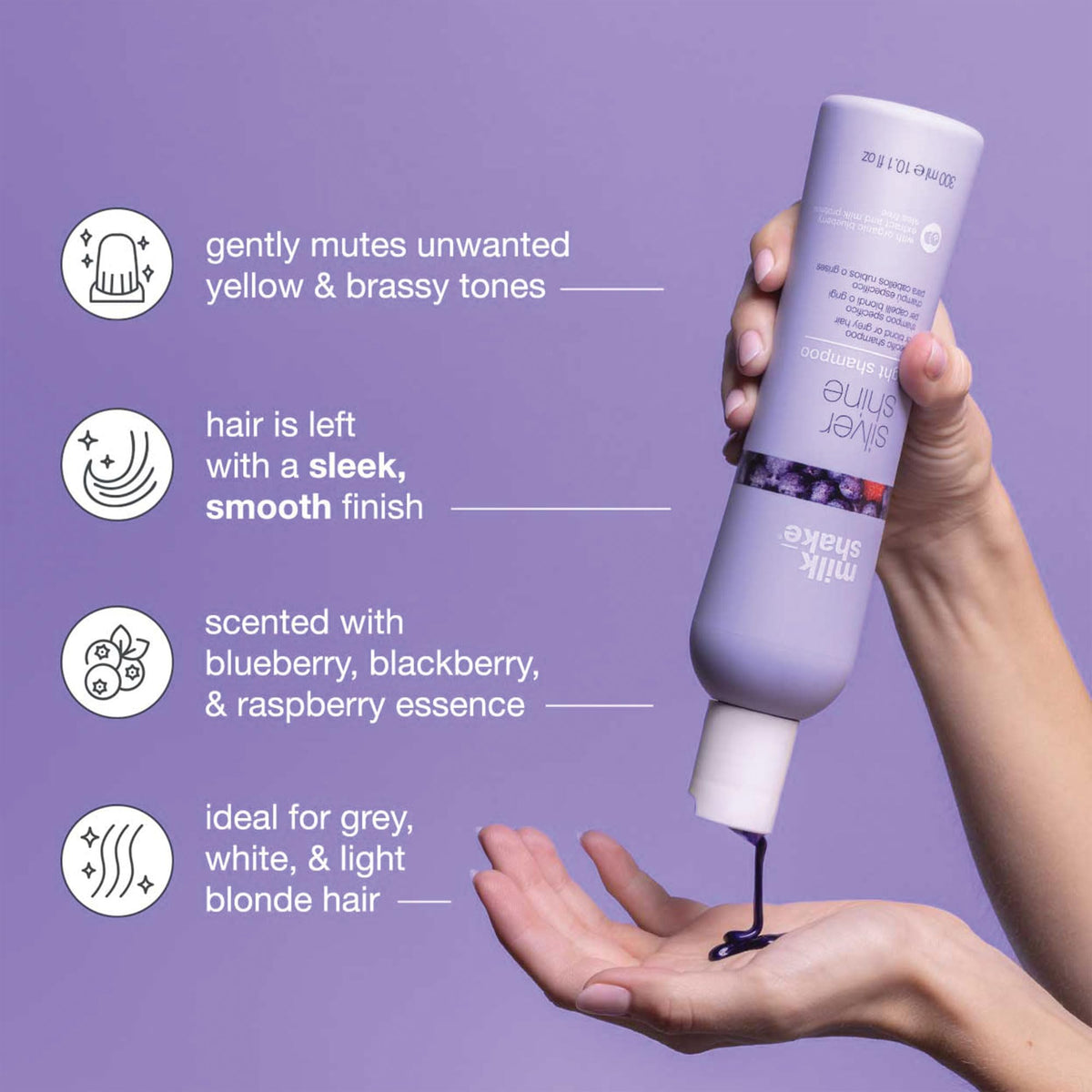 Milk Shake Silver Shine bottle pour showing easy application for even tone.