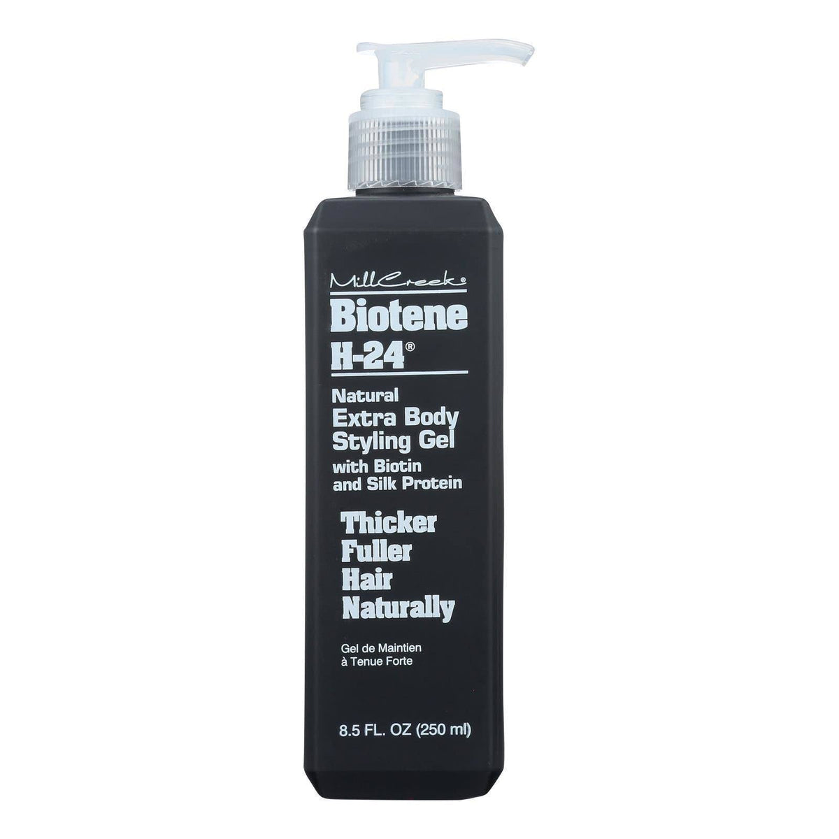 Mill Creek Biotene H-24 styling gel bottle with silk-protein formula for added body