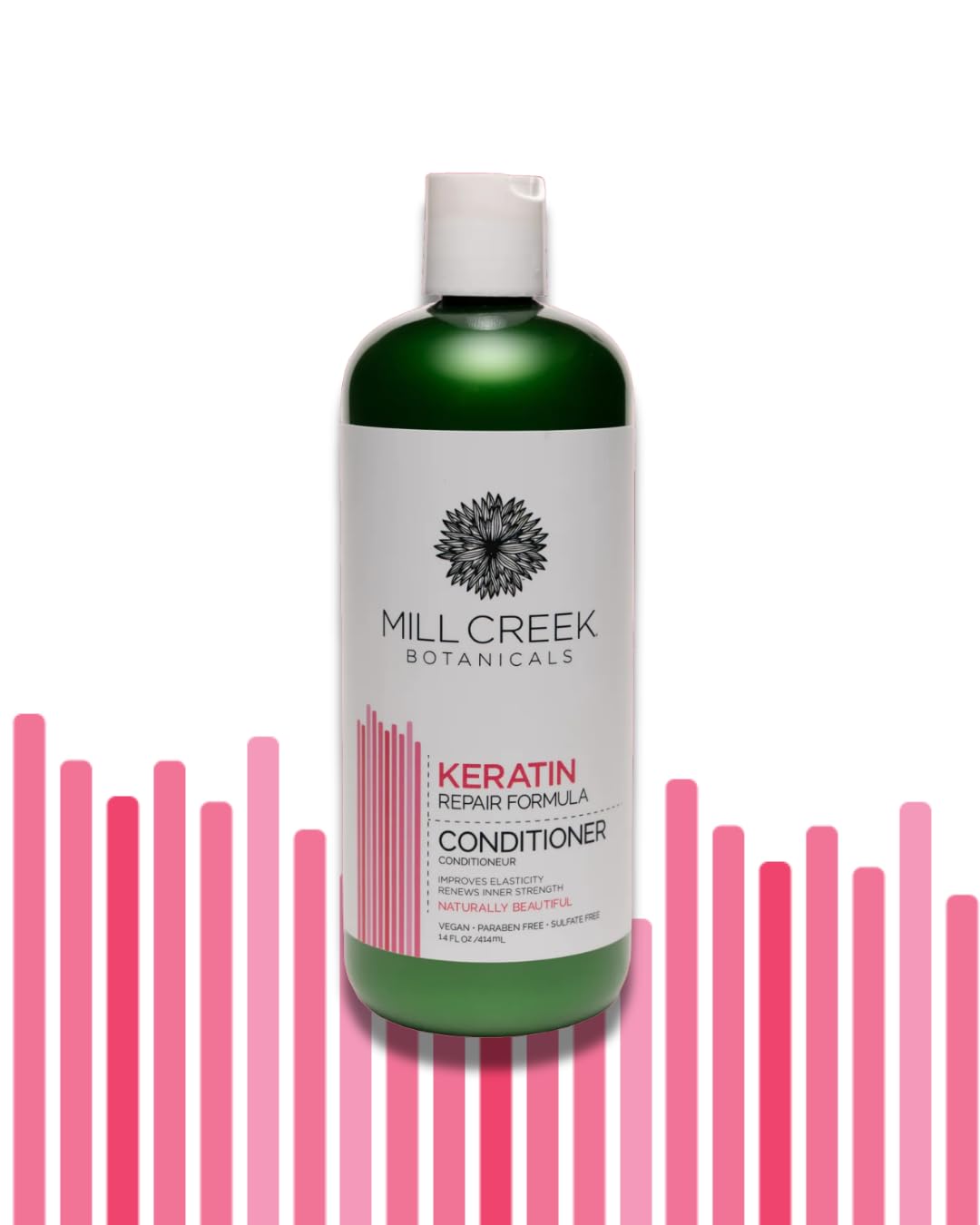 Mill Creek Botanicals Keratin Conditioner bottle boosts strength and shine.
