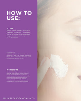 Hands applying Mill Creek Elastin Cream to the face.