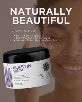 Packaging of Mill Creek Elastin Cream for everyday skincare.