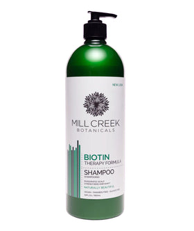 Mill Creek Biotin Shampoo 32oz bottle for healthy-looking hair.