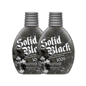 Indoor-outdoor compatibility icon on Solid Black 100X packaging.