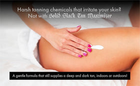 Millennium Tanning Solid Black cocoa butter moisturizes visibly.