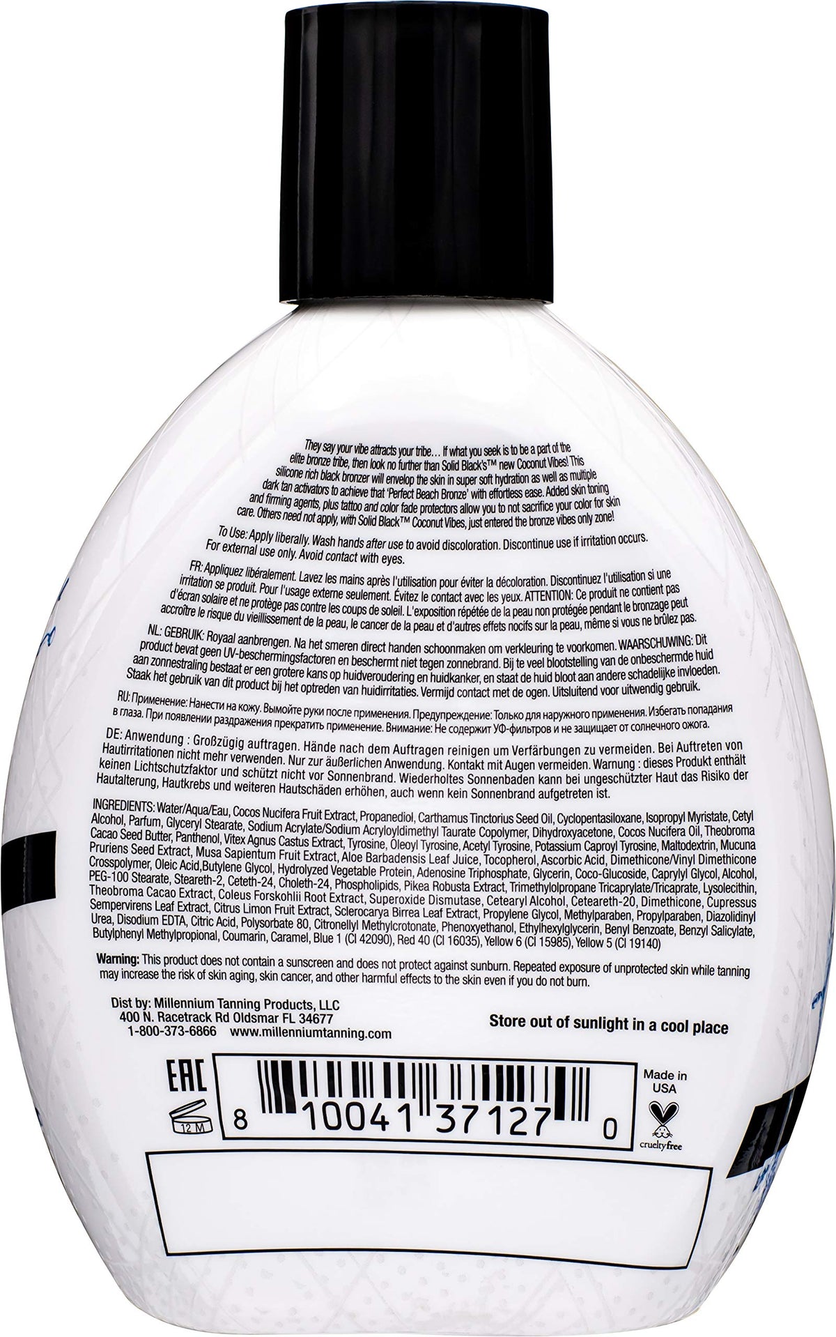 Applying Solid Black Coconut Vibes for a smooth, non-greasy indoor tanning experience.