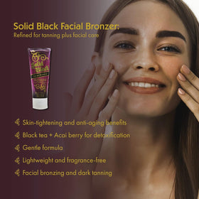 Lotion spread on face showing lightweight, non-greasy absorption