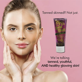 Indoor and outdoor tanning suitability demonstrated on model's face