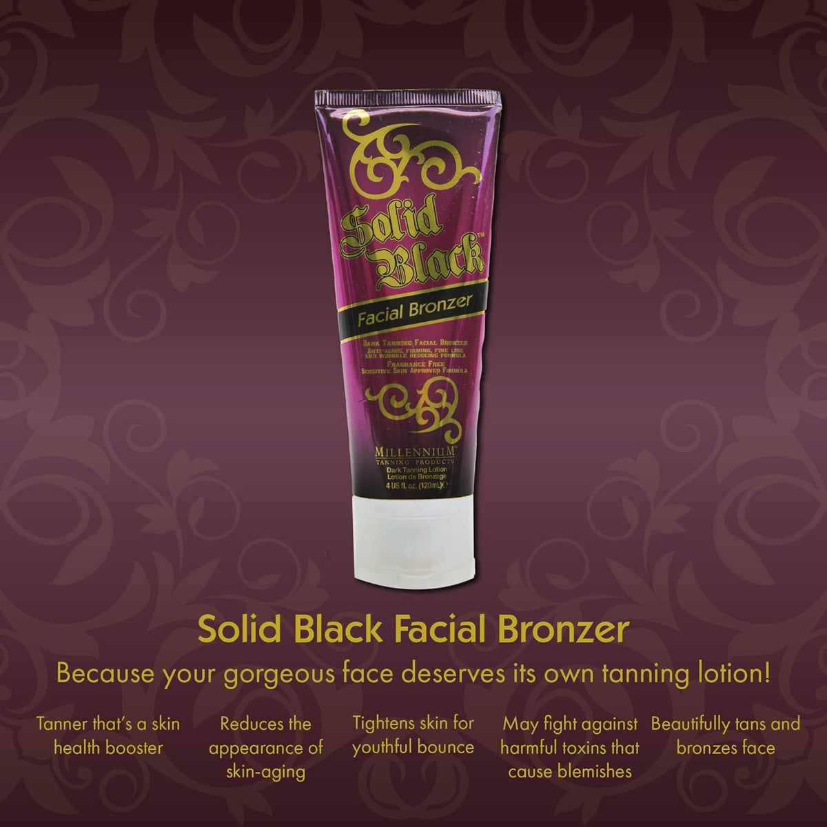 Solid Black Facial Bronzer texture swatch on skin for even, natural looking glow