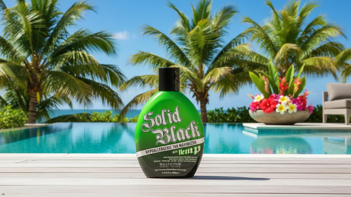 Millennium Tanning Solid Black shea butter provides rich hydration.